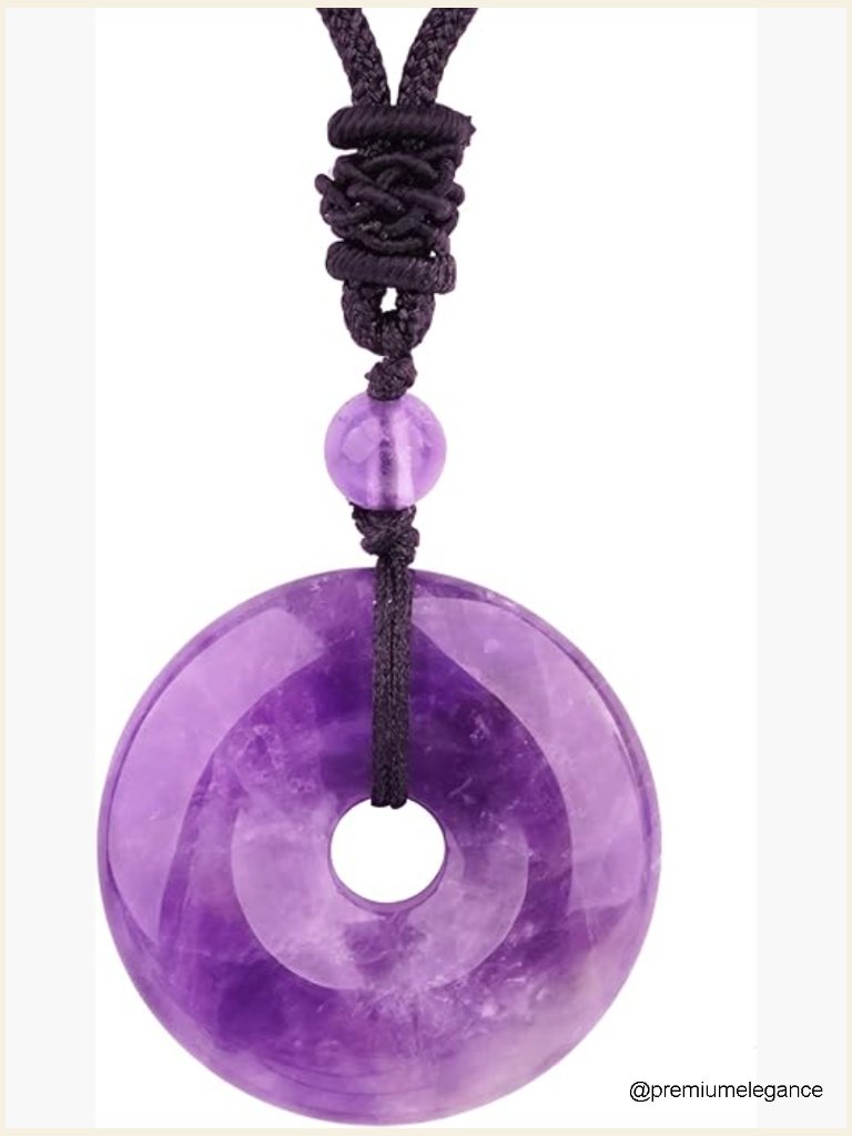 Lucky Coin Crystal Necklace 30mm Donut Natural Quartz Protection Pendant